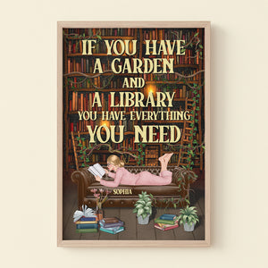 If You Have A Garden And A Library You Have Everything You Need - Personalized Reading Girl Canvas Print - Poster & Canvas - GoDuckee
