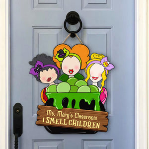 I Smell Children, Personalized Halloween Teacher Wood Sign, Gift For Teachers - Wood Sign - GoDuckee