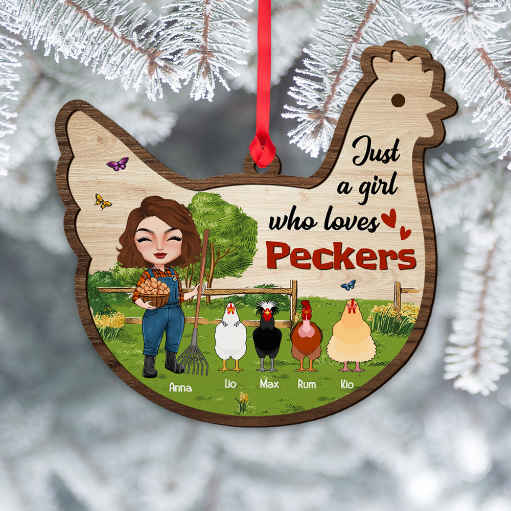 Just A Girl Who Loves Peckers Personalized Farm Girl Ornament, Christmas Tree Decor - Ornament - GoDuckee