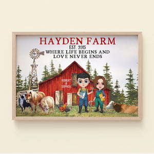 Where Life Begins And Love Never Ends Personalized Farm Couple Poster - Poster & Canvas - GoDuckee