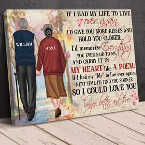 Personalized Old Couple Poster - If I Had My Life To Live Over Again - Old Couple Hand In Hand Back View - Poster & Canvas - GoDuckee