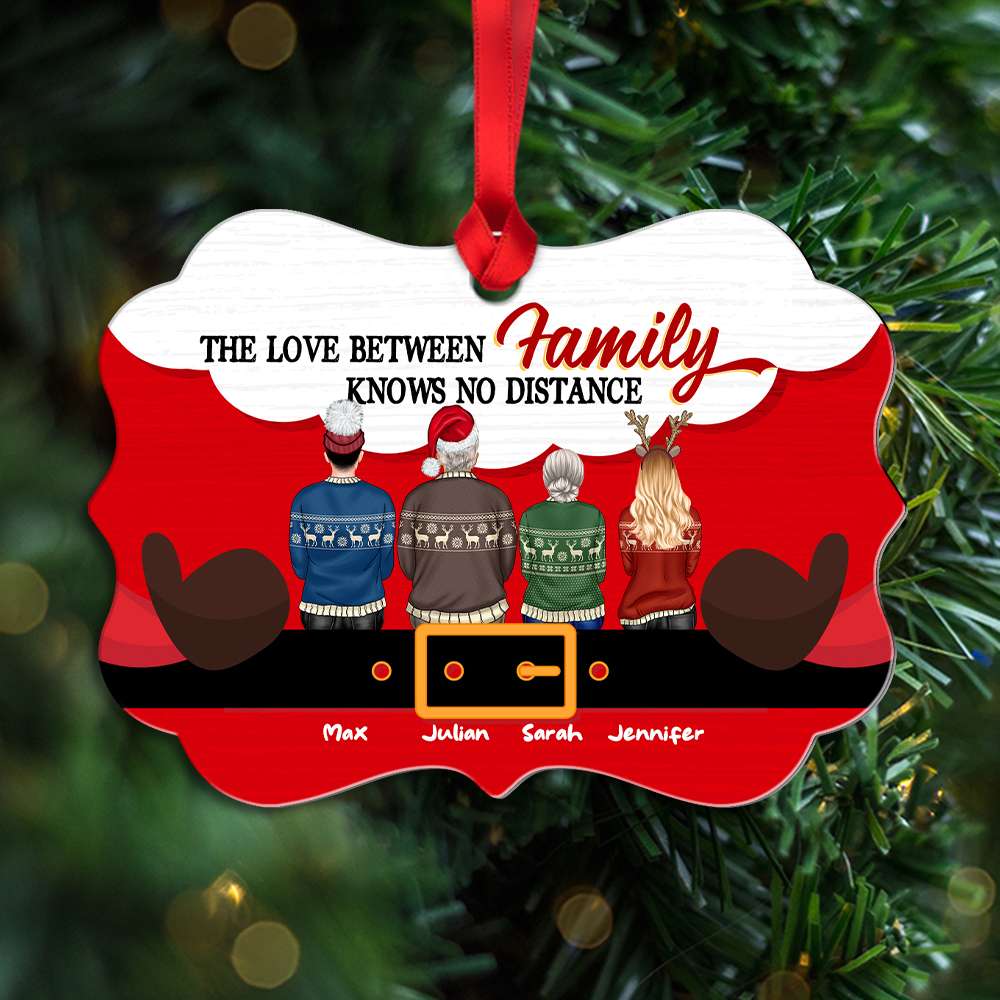 Love Between Family Knows No Distance, Personalized Family Medallion Wood Ornament, Christmas Gift - Ornament - GoDuckee