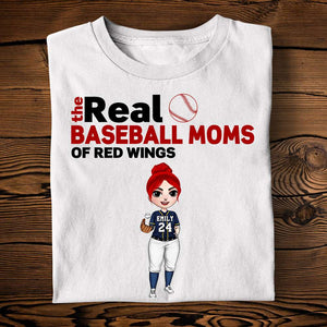 The Real Baseball Moms - Personalized Shirts - Gift For Baseball Player - Female Baseball Front View - Shirts - GoDuckee