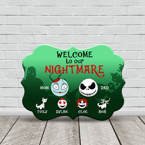 Welcome To Our Nightmare Personalized Halloween Wood Sign - Wood Sign - GoDuckee