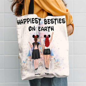 Friends Happiest Besties On Earth, Personalized Bestie Tote Bag, Gifts for BFFs - Tote Bag - GoDuckee