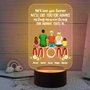 We'll Love You Forever - Personalized Led Night Light - Gift For Mom - Family Sitting Together - Led Night Light - GoDuckee