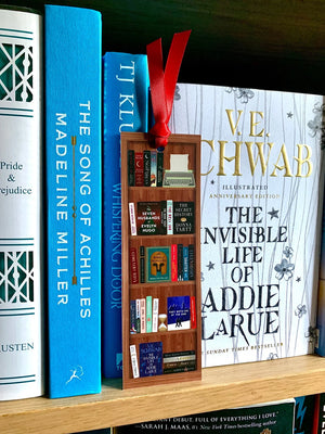 Bookshelf with Custom Book Cover and Spine, Personalized Wooden Bookmark, Gifts for Book Lovers - Bookmarks - GoDuckee