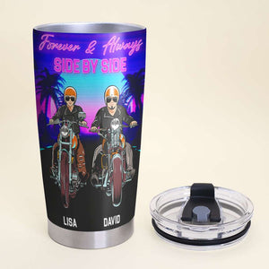 Personalized Biker Couple Tumbler - Forever and Always Side By Side - Marriage Chapter - Tumbler Cup - GoDuckee