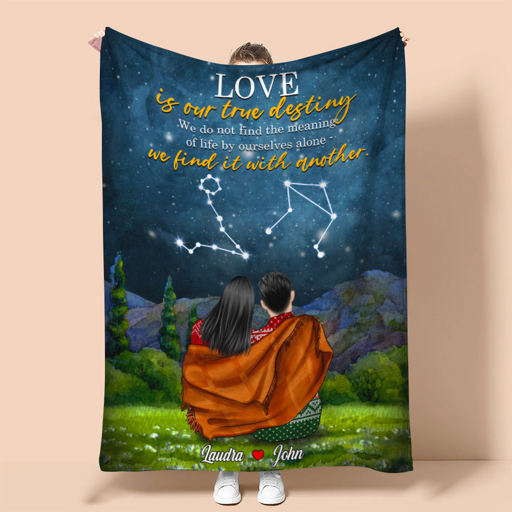 Personalized Zodiac Couple Blanket - Love Is Our True Destiny - Blanket - GoDuckee