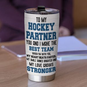 Personalized Hockey Couple Tumbler - Meet Me In The Penalty Box - Tumbler Cup - GoDuckee