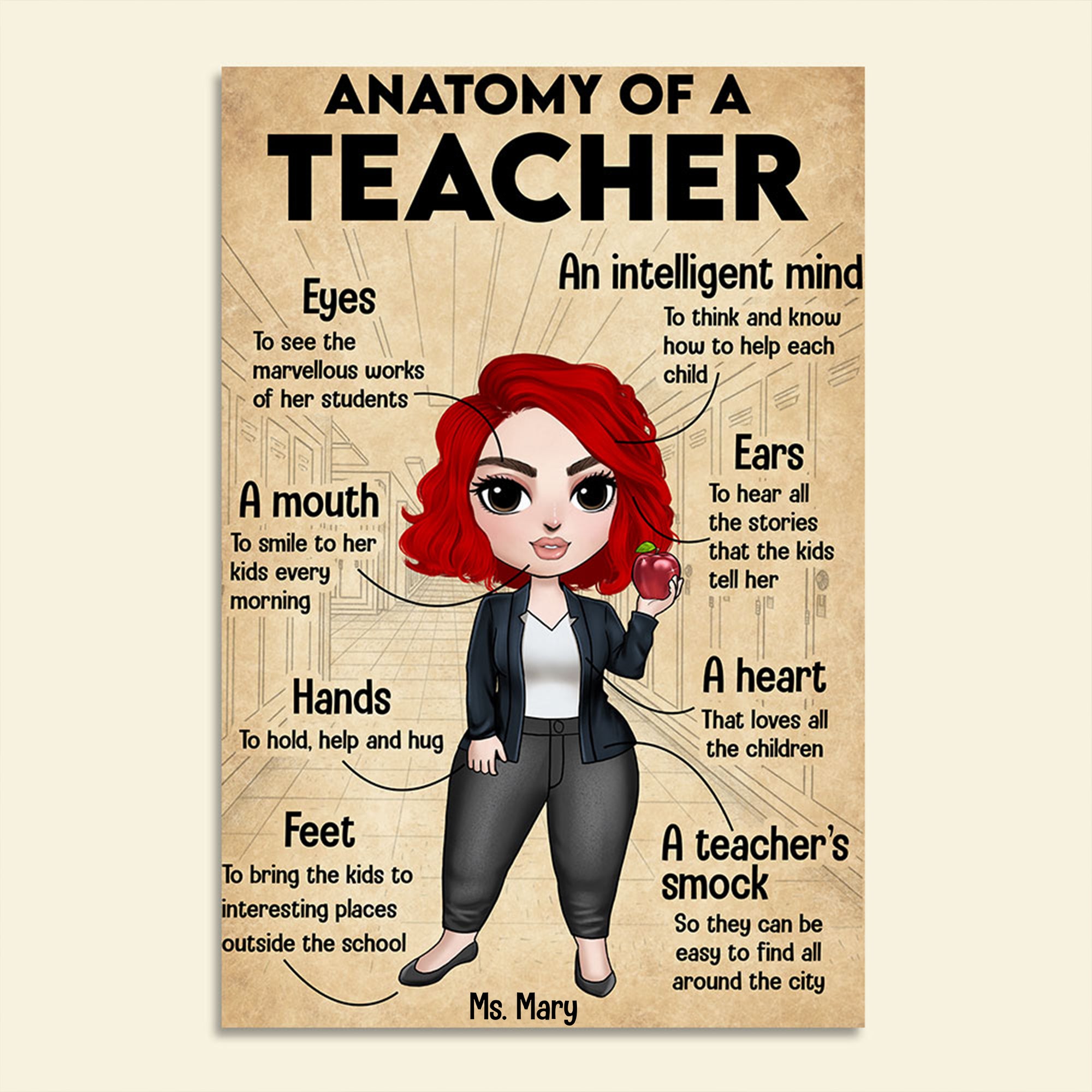 Personalized Teacher Dolls Poster - Anatomy Of A Teacher - Poster & Canvas - GoDuckee