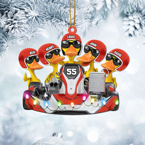 Kart Racing Duck - Personalized Christmas Ornament - Gift For Best Friends - Ornament - GoDuckee