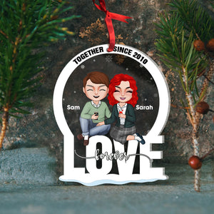 Couple Forever Christmas Gift, Couple Acrylic Shape Ornament - Ornament - GoDuckee