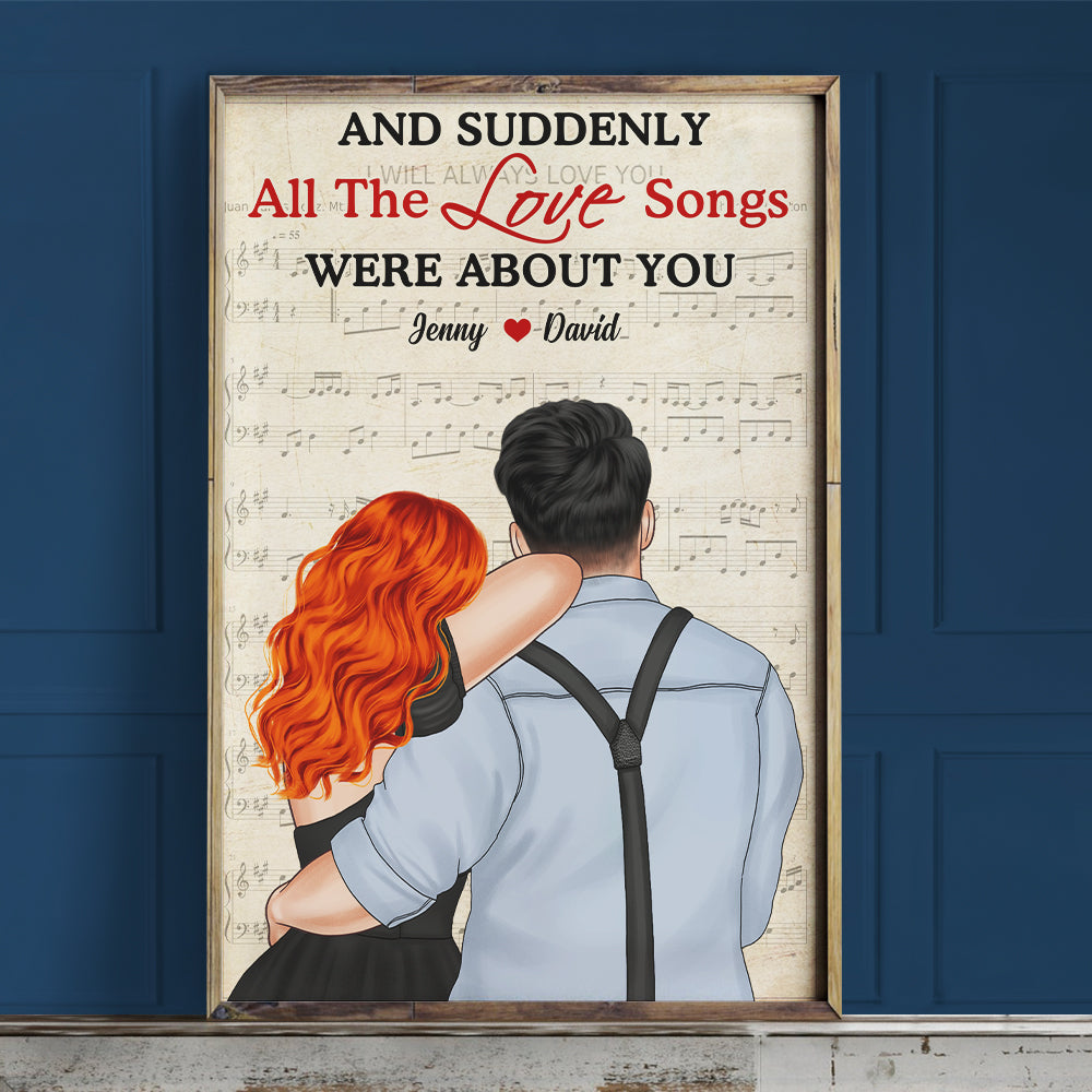 And Suddenly All The Love Songs Were About You, Couple Music Canvas Poster - Poster & Canvas - GoDuckee