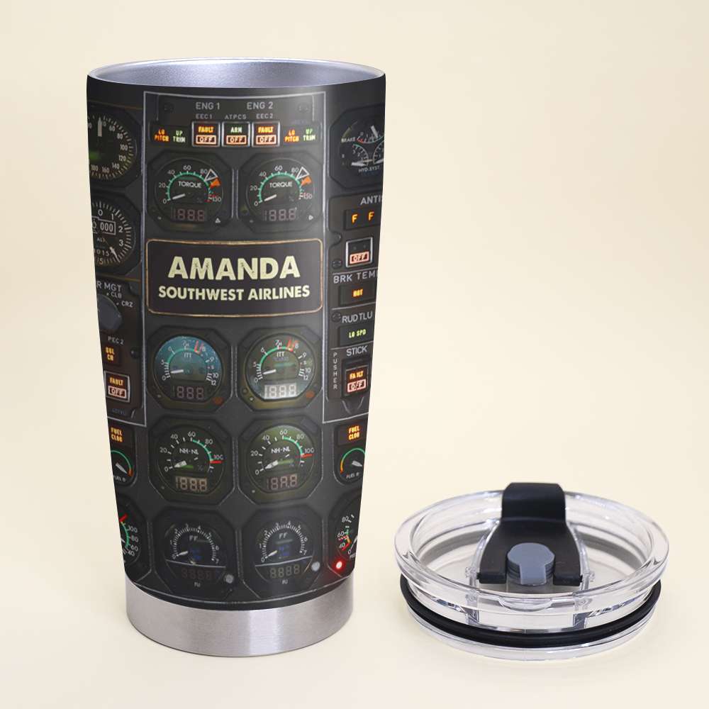 Pilot Control-panel Plane - Personalized Tumbler Cup - Custom Name - Tumbler Cup - GoDuckee