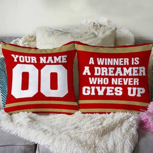 Football A Winner Is A Dreamer - Personalized Pillow - Pillow - GoDuckee