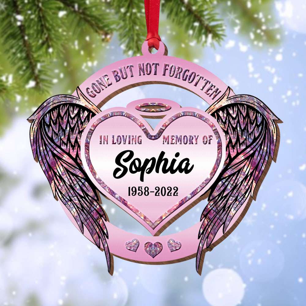 Gone But Not Forgotten Personalized Memorial Wood Ornament - Ornament - GoDuckee