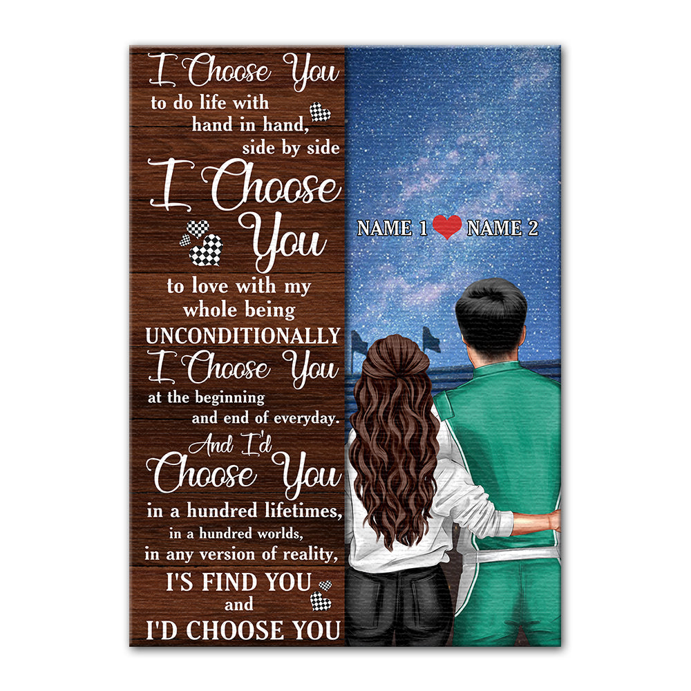 Personalized Racing Couple Poster - I Choose You To Do Life With Hand In Hand, Side By Side - Poster & Canvas - GoDuckee