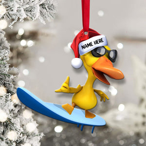 Surfing Yellow Ducks - Personalized Christmas Ornament - Gifts for Surfing Lovers - Ornament - GoDuckee