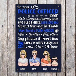 In This Police Officer Home - Personalized Metal Sign - Gift For Family - Metal Wall Art - GoDuckee