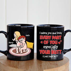 I Adore You And Love Every Part Of You - Personalized Couple Black Mug - Gift For Couple - Coffee Mug - GoDuckee