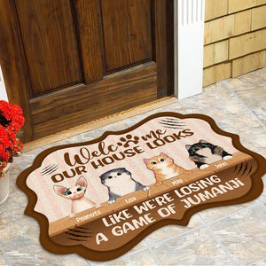 Personalized Cat Breeds - Benelux Shape Doormat - Welcome Our House Looks Like We're Losing A Game Of Jumanji - Doormat - GoDuckee