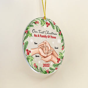 Our First Christmas As A Family Personalized New Parents Ornament, Gift For Family - Ornament - GoDuckee