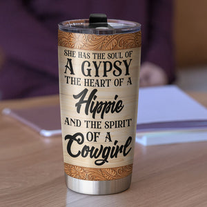 Personalized Cowgirl Tumbler Cup - Western Floral - Soul Of A Gypsy - Heart Of A Hippie - Tumbler Cup - GoDuckee