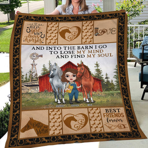 Into The Barn I Go To Lose My Mind And Find My Soul, Personalized Horse Blanket - Blanket - GoDuckee