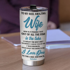 Personalized Fishing Couple Tumbler - I Love You To The Lake And Back - Tumbler Cup - GoDuckee