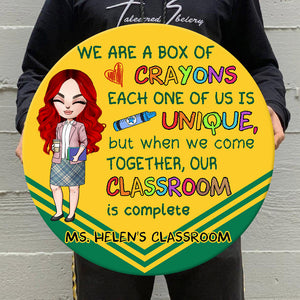 Teacher We Are A Box Of Crayons Each One Of Us Is Unique - Personalized Wood Sign - Gifts of Teachers - Wood Sign - GoDuckee