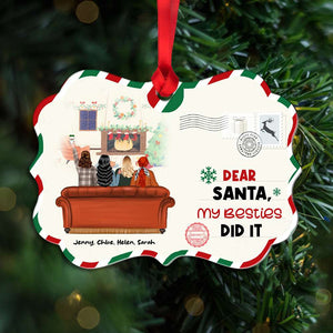 Dear Santa My Besties Did It, Personalized Friends Siblings Medallion Acrylic Ornament, Christmas Gift - Ornament - GoDuckee