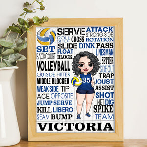 Personalized Volleyball Girl Poster - Serve, Attack, Strong Side, Outside Hitter, Middle Blocker, Jump - Poster & Canvas - GoDuckee