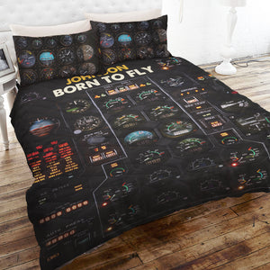 Pilot Born To Fly - Personalized Quilt Bed Set - Quilts & Comforters - GoDuckee
