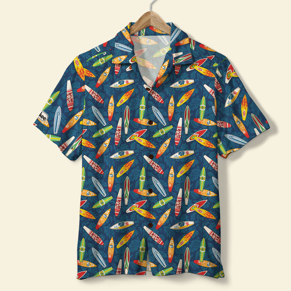 Surfing Hawaiian Shirt - Surfboard Hibiscus Pattern - Hawaiian Shirts - GoDuckee