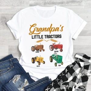 Grandpa's Little Tractors Personalized Shirts, Gift For Dad, Grandpa - Shirts - GoDuckee