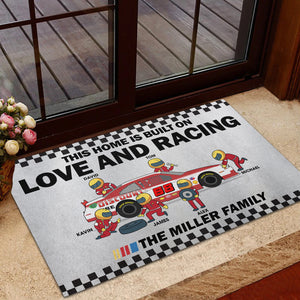 This Home Is Built On Love And Racing Personalized Racing Doormat - Doormat - GoDuckee