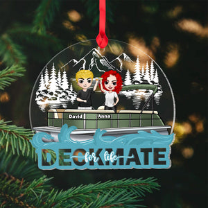 Deckmate For Life Acrylic Personalized Pontoon Couple Ornament, Christmas Tree Decor - Ornament - GoDuckee