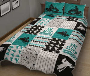 Snowmobile Eat Sleep Snowmobile - Quilt Bed Set - Blanket - GoDuckee