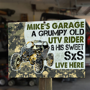UTV Racing Car Metal Sign - Side By Side A Grumpy Old - Camo Pattern - Metal Wall Art - GoDuckee