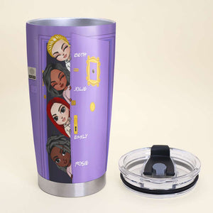 Personalized Four Friends Tumbler - Dress Like Rachel Love Like Ross - Purple Friends Background - Tumbler Cup - GoDuckee