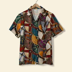 Viking Shield Pattern Hawaiian Shirt - Hawaiian Shirts - GoDuckee