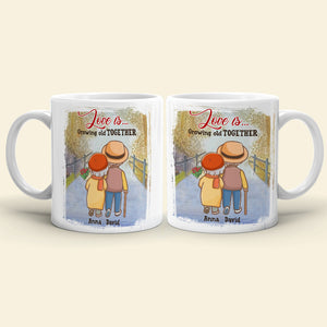 Love Is Growing Old Together Personalized Old Couple Mug, Gift For Couple - Coffee Mug - GoDuckee