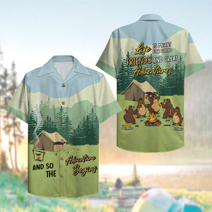 Personalized Camping Bear Hawaiian Shirt - Life is meant to good friends - Hawaiian Shirts - GoDuckee