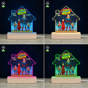 Super Mom Is Here, Personalized 3D Led Light, Gift For Mother's Day - Led Night Light - GoDuckee