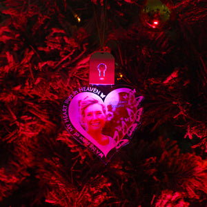 A Big Piece Of My Heart Lives In Heaven Personalized Led Acrylic Custom Shape Ornament, Christmas Gift - Ornament - GoDuckee