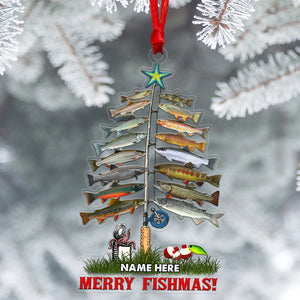 Fishing Merry Fishmas Personalized Christmas Ornament - Ornament - GoDuckee
