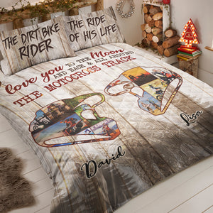 Motocross Couple The Dirt Bike Rider The Ride Of His Life Personalized Quilt Bed Set - Quilts & Comforters - GoDuckee