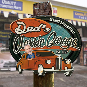 Dad's Classic Garage, Personalized Metal Sign, Gift For Dad - Metal Wall Art - GoDuckee