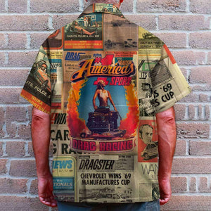 Drag Racing Newspaper Hawaiian Shirt, Aloha Shirt - Hawaiian Shirts - GoDuckee